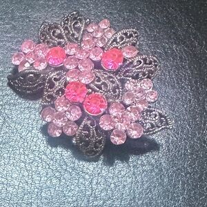 Antique Elegant Pink Crystal Brooch